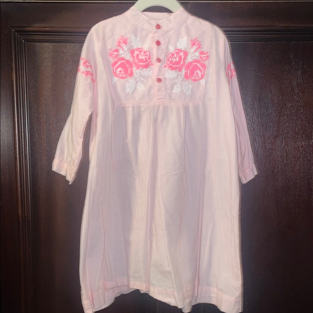 Pink Floral Embroidered Dress